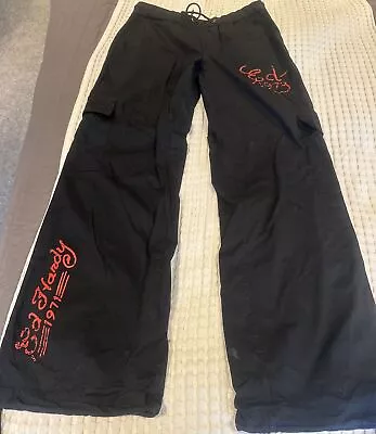 NWOT Urban Outfitters X Ed Hardy Dragon Black Cargo Trousers Size XS • £35