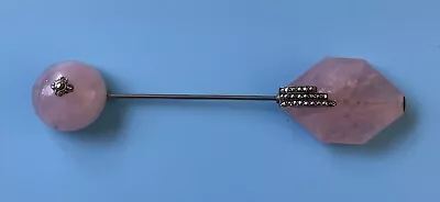 £45 • Buy Vintage Art Deco Rose Quartz  & Marcasite Hat Shawl Cloak Kilt  Brooch Pin 41/4”