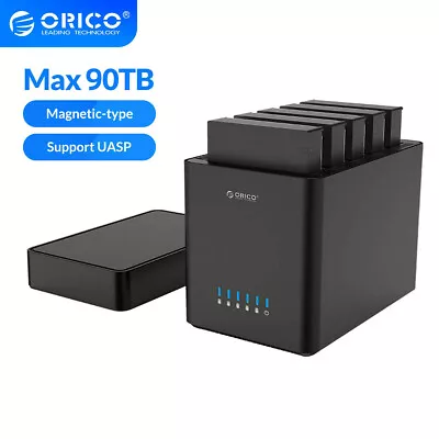 ORICO 5Bay 3.5'' Hard Drive Enclosure USB3.0 To SATA3.0 Magnetic-type HDD Case • $116.99