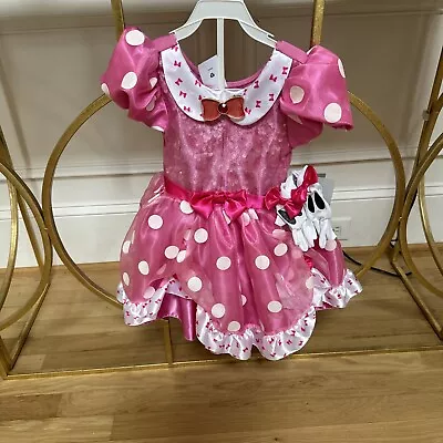 NWT Disney Girls Minnie Mouse Dress Costume With Gloves Size 3 • $19.99