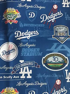 Los Angeles Dodgers STADIUM Baseball Cotton Fabric BTHY 18”x44” 50th Anniversary • $7.99