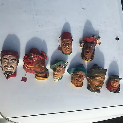 Lot Of 8 Vintage Bossons England Chalkware Heads 1960s. 1 Is Not Labeled  • $29.99