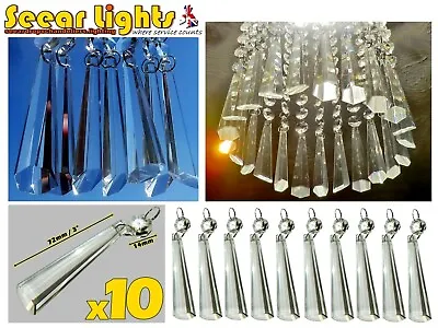 10 Chandelier Light Lamp Parts 3  Glass Crystals Retro Beads Prisms Droplets • £24.99