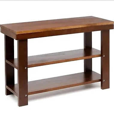 Solid Pine Wood Entryway Shoe Bench Rack Espresso • $23.99