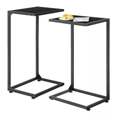  C Shaped End Table Set Of 2 Snack Side Tables For Sofa Couch Table For Black • $72.64