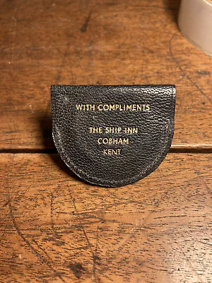 Vintage Leather Coin/Penny Case Ship Inn Cobham Kent • £4