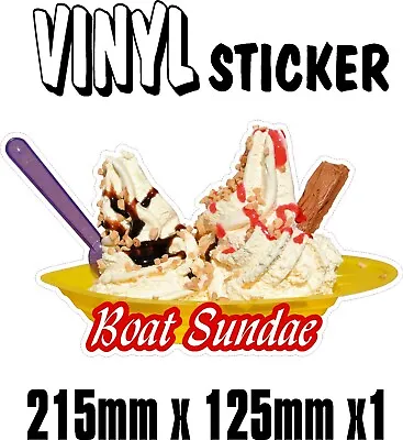 Ice Cream Boat Sundae With Flake Large Sticker Decal Cut • £3.84