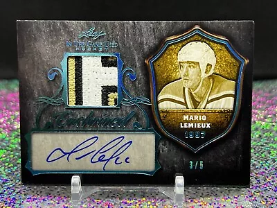 2023 Leaf In The Game Used Mario Lemieux Bryan Trottier Dual Auto Patch /5  HOF • $167.50