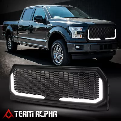 Fits 2015-2017 F150 {HEX HONEYCOMB MESH LED DRL} Black Bumper Grille Vent Grill • $145.89