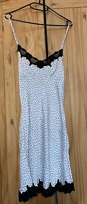 La Senza Vintage Pure Silk Black & White Nightie Night Dress Slip Size 12 • £30