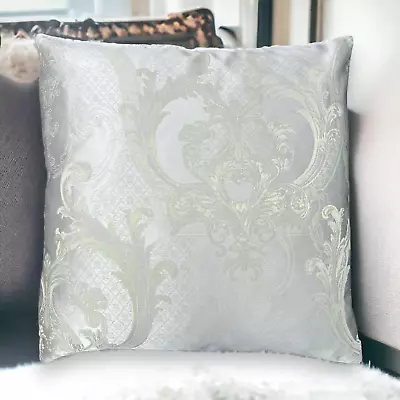 Damask Epitome Luxury Gainsborough Grey Undertones Silver Cushion Covers 45x45cm • £4.99