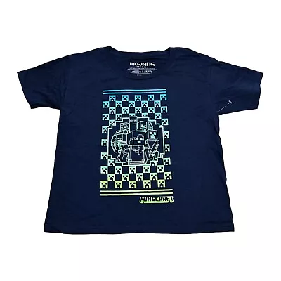 NEW Mojang Minecraft Boys Size M (8) Creeper Checker Navy Blue T-Shirt Tee • $9.99