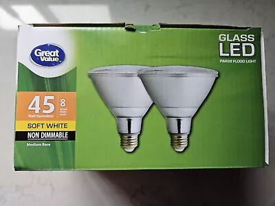 2 Pack Glass LED PAR38 Flood Light Bulbs 45w Soft White Medium Base 560 Lumens • $17