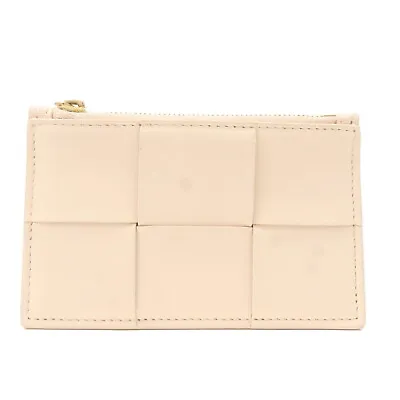 Auth BOTTEGA VENETA Maxi Intrecciato Leather Coin Case Beige 681010 Used F/S • $378.68