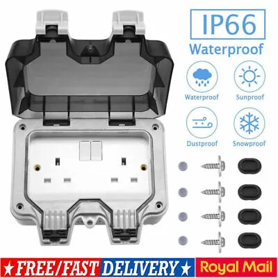 £11.99 • Buy Waterproof Outdoor Double Pole Switched Socket Box Electrical External UK Plug