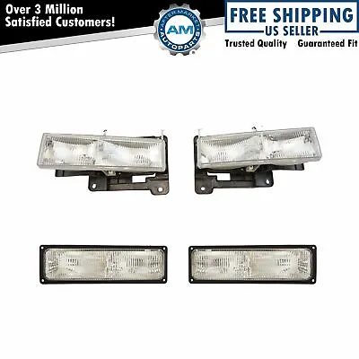 Headlights & Parking Signal Light Set Kit For 94-98 Chevy/GMC C1500 K1500 Truck • $95.21
