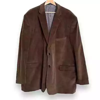 Saddlebred Chocolate Brown Two Button Corduroy Blazer Sport Coat Men's Size 54R • $55.99