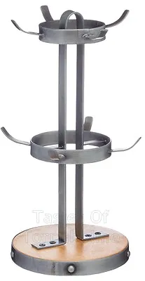 £24.95 • Buy Industrial Kitchen Metal / Wooden 8 Cup Tall Table Top Mug Tree Stand Holder