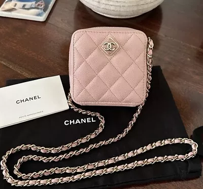 CHANEL Chain  ☆Small Vanity ☆ O Purse Carviar Pink Mini Crossbody Bag • £1650