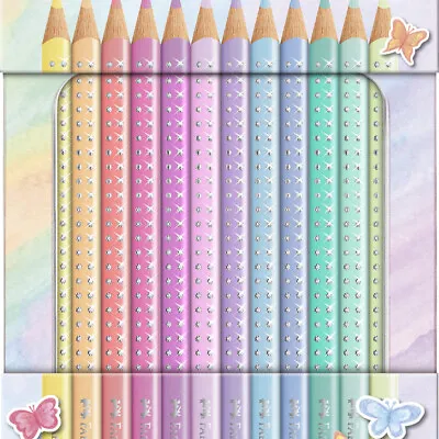 FABER-CASTELL Sparkle Colour Pencil - Pastel (Tin Of 12) - NEW • $19.87