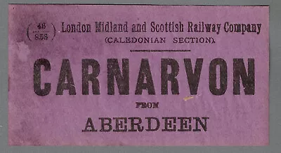 LONDON MIDLAND & SCOTTISH RAILWAY LUGGAGE LABEL- CARNARVON From Aberdeen (Caley) • £1.30