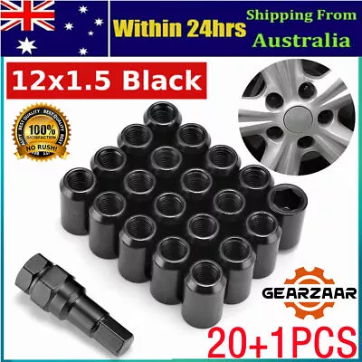 20Pcs 33mm M12x1.5 Steel Wheel Rim Racing Lug Nuts Kit Open Ended Key Tool Black • $25.99