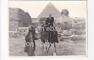 Vintage Photo Egypt Tourist Souvenir Man On Camel By Sphinx Pyramids  1960s • £3.99