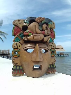 Mayan Wall Decor - Carved Wood Mask - Unique For Your Home Or Garden 12inch • $94.99