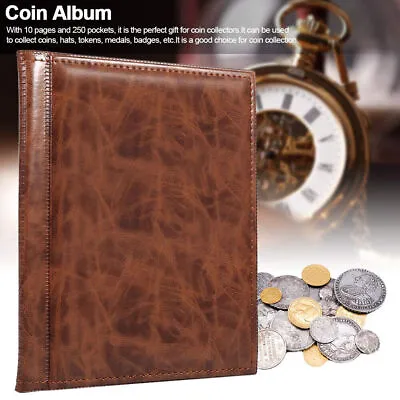 Simple Design 250 Pockets Coin Holder Album 10 Pages Coin Book For Medals • $61.64