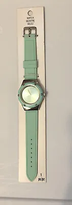 Round Fashion Watch MINT GREEN Jelly Band Silver Roman Numerals • $9