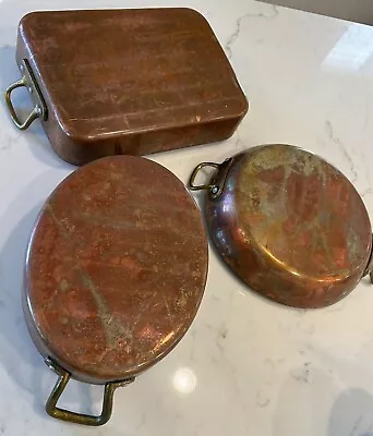 LOT 3 Centuria Baumlin France Copper - Round & Oblong & Rectangle Brass Handles  • $39.99