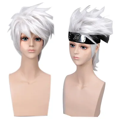 Anime Character Silver Hair Hatake Kakashi Cosplay Wig + Headband ReincarnaAGPN • £10.82