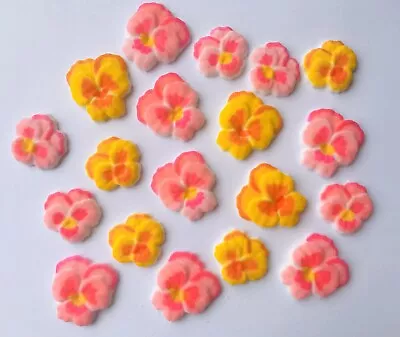 24 Edible Sugar Pansie Flowers Cupcake Toppers Decoration Mothers Day Gift Cake • $9.62