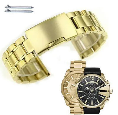 Gold Tone Metal Replacement Watch Band Fits Diesel Mega Chief DZ4344 DZ4360 • $19.95