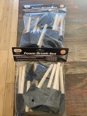 (2) 10 PIECE FOAM PAINT BRUSH SET W/ WOOD HANDLE IIT  1  2  3  4  Inch Lot • $11.99