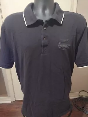 Lacoste Big Croc 100% Cotton Black Short Sleeve Polo Shirt Golf Sz 8 (2XL) • $29.17