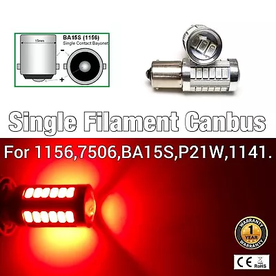 1156 BA15S 7506 P21W 12821 Backup Reverse Light SMD Canbus LED Bulb Red M1 B R • $15.70