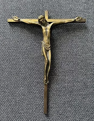 Vintage 6.5” French Brass Rome Crucifix Cross Wall Hanging Jesus God Christian • $20