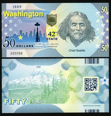 USA States Washington $50 Polymer ND (2020) - Chief Seattle Mount Rainier • £3.79