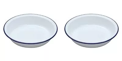 2Falcon Enamel Round Rice Pasta Plate 18Cm Baking Pies Tart Kitchen Camping Home • £8.99