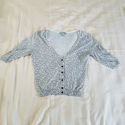 H&M Women's Extra Small XS Dalmatian Print Button Up V-neck Cardigan Sweater • $4.97