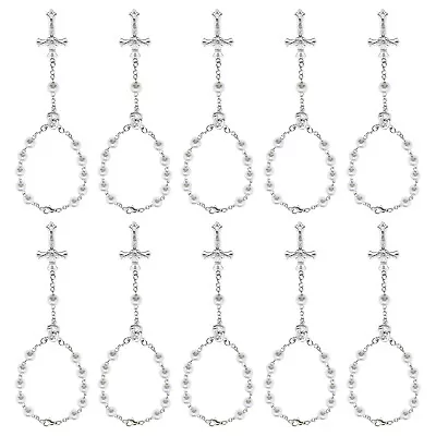 10 Pieces Baptism Rosary Acrylic Beads Rosary Beads With Metal Chain For Wedding • £6.49
