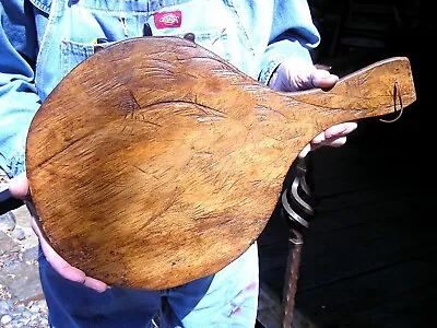Primitive Wooden Round Bread Paddle Board 2911 • $40.99