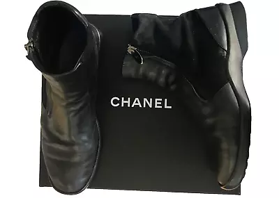 RRP£1250 Chanel Boots — Ankle Boots Black Leather - UK6 39 • £295