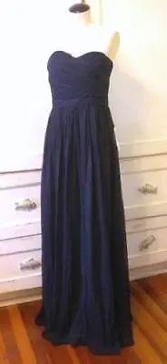 JCrew Silk Chiffon Arabelle Gown $495 Newport Navy 0 P Bridsmaid Blue Formal • $125