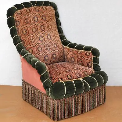 Vintage French Emperor Napoleon III Bergere Chair With Velvet Turkish Upholstery • $2099.99
