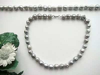 £70 • Buy Silver Grey South Sea Keshi Reborn Baroque Pearl Necklace.