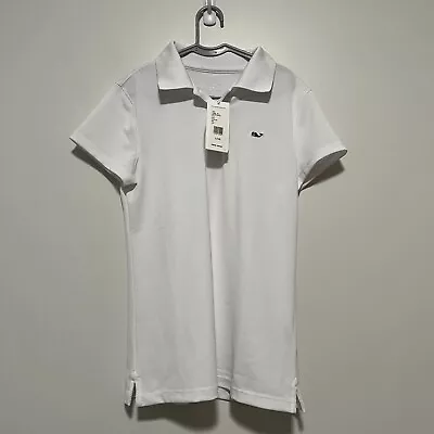 Vineyard Vines NWT White Performance Pique Polo Shirt Girl Size Large (14) • $20