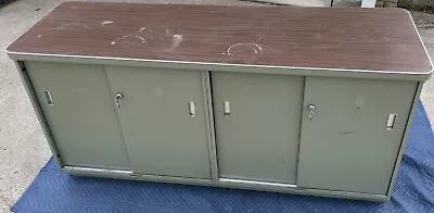 Retro Green Vintage Mid Century Modern Steelcase Tanker Credenza TV Stand • $375