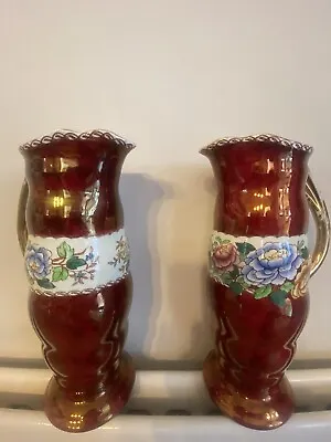 Maling Pair Of Peony Rose Vases • £25